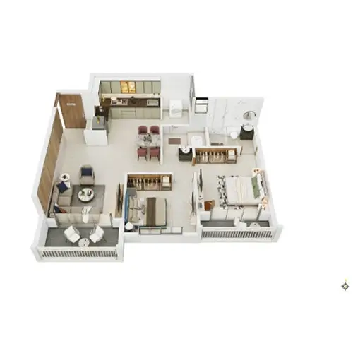 Landmarkk Luxuria Moshi 2 BHK Floor Plan Image