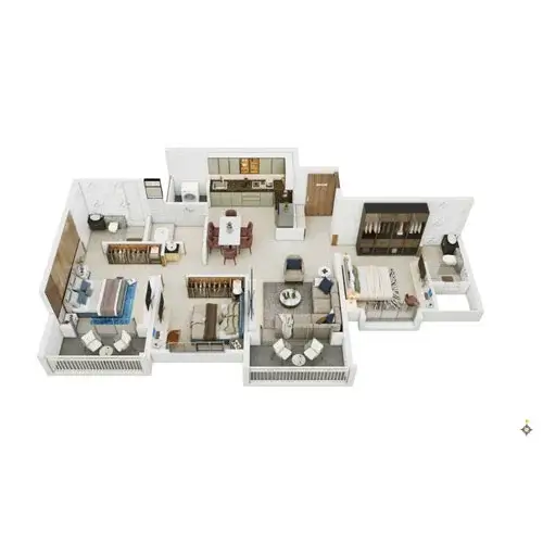 Landmarkk Luxuria Moshi 3 BHK Floor Plan Image